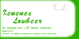 kemenes lowbeer business card